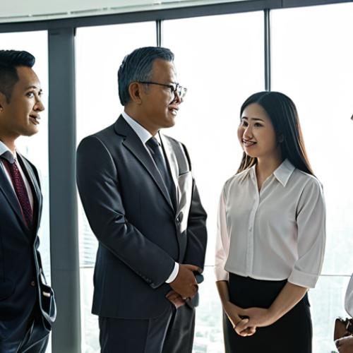 **Ethical CEO Example:** "A diverse group of employees gathered around a transparent CEO in a modern Malaysian office. Sunlight streaming in, emphasizing honesty and open communication."