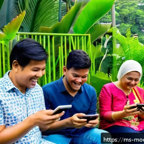 Home 31 인간 기술 공존의 사회적 책임 - A vibrant community gathering in a Malaysian neighborhood park, diverse groups of people using smart...