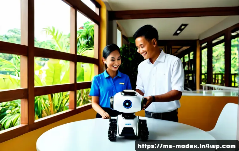 Home 17 AI와 인간의 공존을 위한 체계적 접근 - Photorealistic modern Malaysian community innovation hub, diverse Malay, Chinese, and Indian adult p...